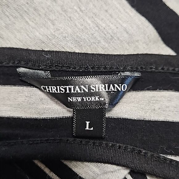 Christian Siriano Dress Asymmetrical Gray w/Black Stripes Size L - Picture 13 of 15